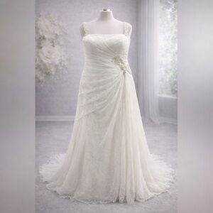 Sophia Tolli Ivory Lace Wedding Dress – Size 22W – Beaded Straps – NWT